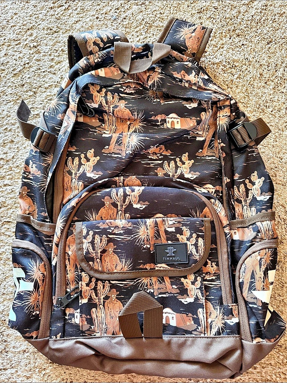 TINHAUL Printed Backpack in Brown & Black Like New